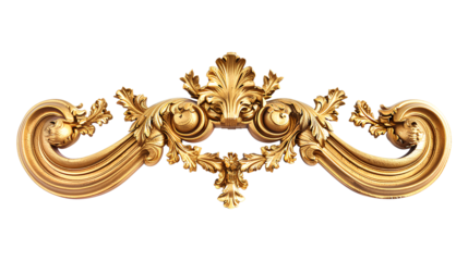 Antique gold ornament isolated on a transparent background