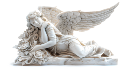 White angel statue angel isolated on a transparent background