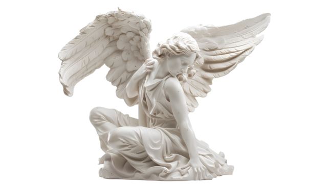 White angel statue angel isolated on a transparent background - Powered by Adobe