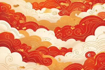 Classical Chinese style auspicious cloud texture background, golden auspicious cloud pattern festival celebration decoration