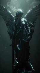 Fototapeta premium Guardian Angel Resisting Temptation in Dramatic Cinematic 3D Render with Details