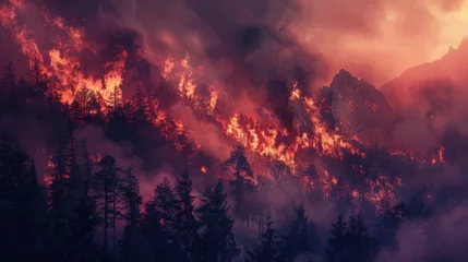 Foto op Plexiglas Forest fire in the mountains © Plaifah
