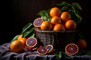 Fresh Blood Orange fruit in a basket