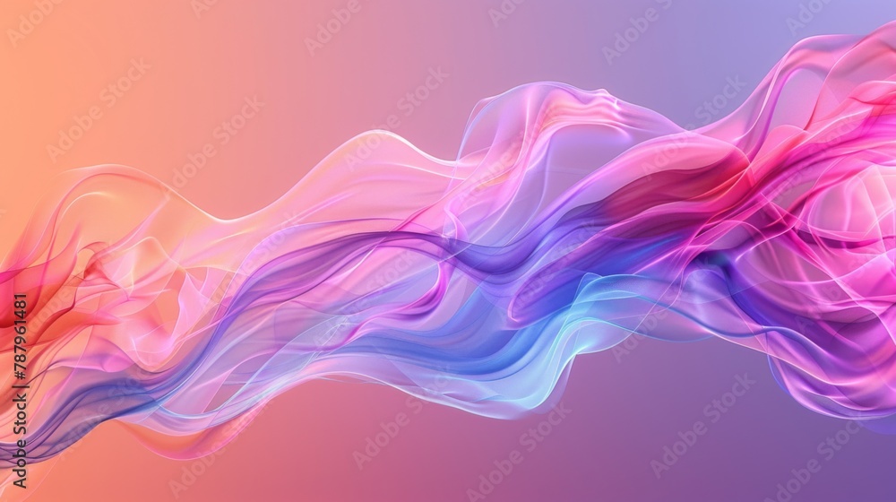 Poster gradient trendy smoke waves colorful background wallpaper. 3d render creative smoke swoosh style sof