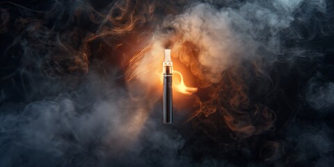 A close-up shot of a metal lighter igniting in slow motion with sparks and smoke, creating a dramatic and intense visual against a dark background - obrazy, fototapety, plakaty