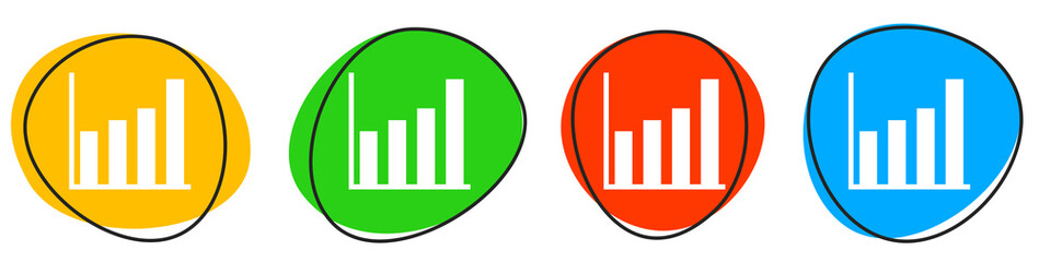 4 bunte Icons: Statistik - Button Banner