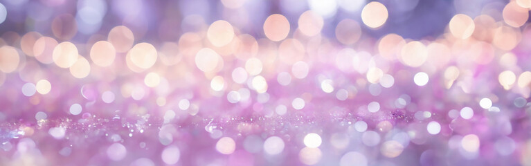 A dreamy bokeh background with soft purple, pink and white bokeh lights.