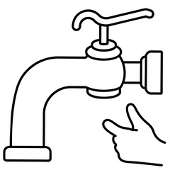 Hand with water tap icon