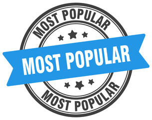 most popular stamp. most popular label on transparent background. round sign