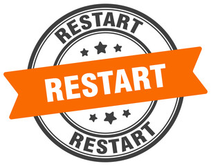 restart stamp. restart label on transparent background. round sign