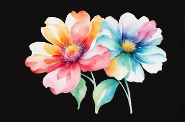 Vibrant watercolor-style image by a stock photographer, featuring a colorful flower against a clean white background. Artistic and detailed, perfect for various design needs.