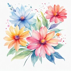 Vibrant watercolor-style image by a stock photographer, featuring a colorful flower against a clean white background. Artistic and detailed, perfect for various design needs.
