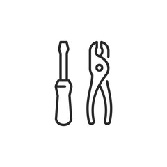 Tool icons set. Screwdriver and Pliers icons isolated on white background. Vector illustration.