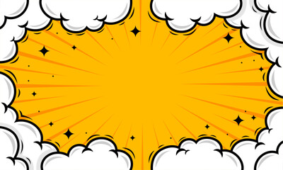 Comic abstract pop art background with cloud frame
