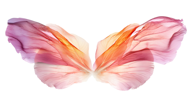 Fairy wings and petals whimsical isolated on a transparent background