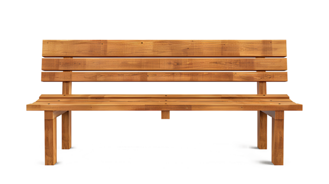 Wooden park bench isolated on  a white background