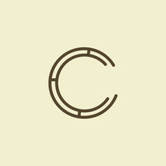 Letter C Maze Line Logo Design Template. Stock vector illustration isolated on light background.
