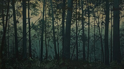 Fototapeta premium The view is full of trees in the evening.