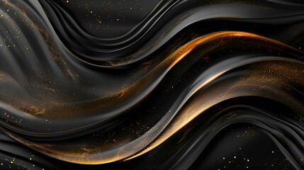 Luxurious abstract wavy background with rich golden accents, concept of opulence and elegant design - obrazy, fototapety, plakaty