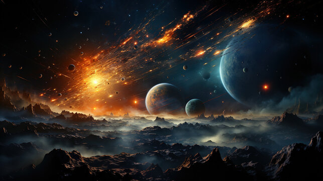 AI generated illustrations of science fiction in space