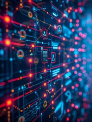 Obraz premium Cloud computing dashboard efficiently manages a secure network of digital resources