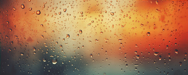 Raindrops on window with abstract background.