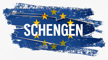 EU Flag Elements in Schengen Concept. A Creative Vector Style Design. Isolated White Background.