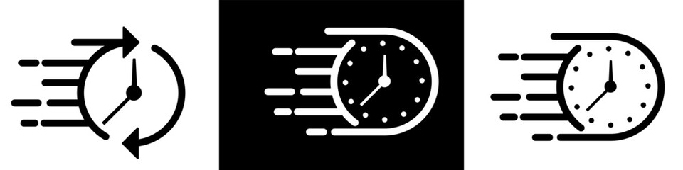 Quick time or deadline icon set in line style, Timers, Express service, Countdown timer. Vector Illustration