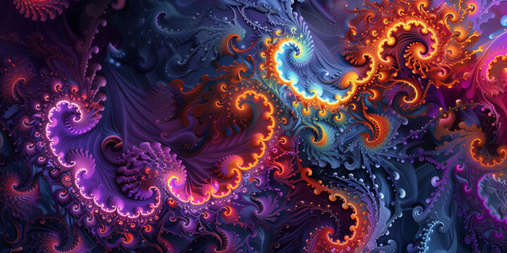 Abstract digital generated hypnotic fractals background, fantasy dynamic infinite fractal wallpaper