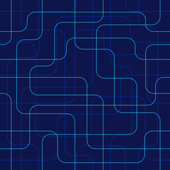 Seamless pattern with blue lines on navy background. Geometric print - 787972659