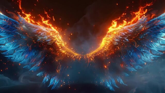 Angel wings, fiery wings, footage, 4k footage, videos, slow motion