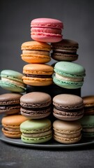 Fototapeta premium Multi-colored macaroons as a work of confectionery art.