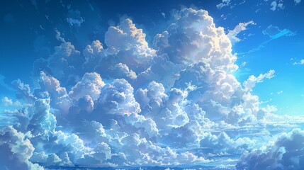 The serene blue sky with fluffy clouds created a peaceful, airy atmosphere against a scenic backdrop
