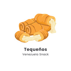 Hand drawn vector illustration of tequenos cheese Venezuela traditional snack