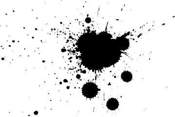 black watercolor brush splash splatter on white background