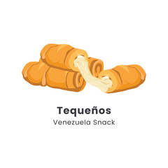 Hand drawn vector illustration of tequenos cheese Venezuela traditional snack