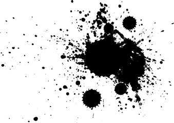 black ink splatter splash dirty grunge graphic element on white background