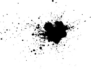 black ink splash splatter on white background