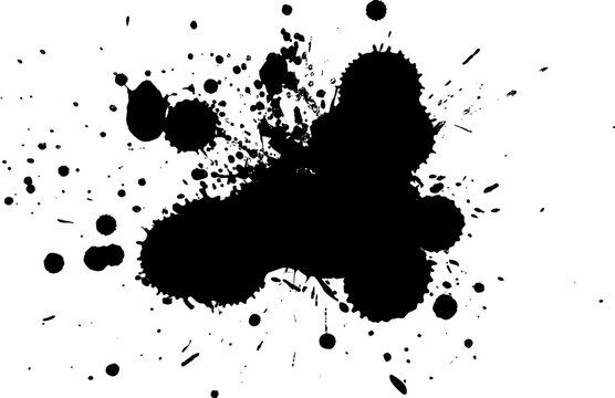 black watercolor painting splash splatter on white background