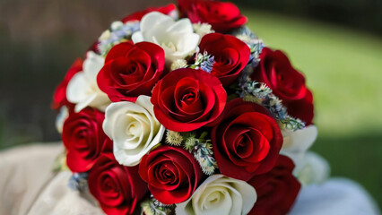 close-up, selective focus,, bright, red roses. Floral background,
