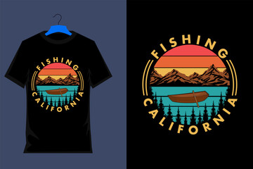 Fishing California Retro T Shirt Design