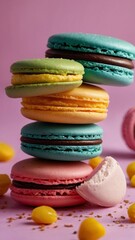 Fototapeta premium Multi-colored macaroons as a work of confectionery art.