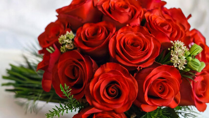 Obraz premium close-up, selective focus,, bright, red roses. Floral background, 