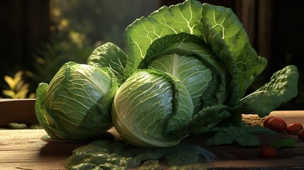 Cabbage Ready for Chopping: 8K Realistic Lighting