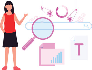 The girl is showing the search bar.