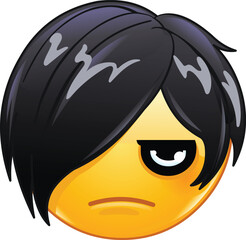 Emo emoji emoticon with dark hair and eye