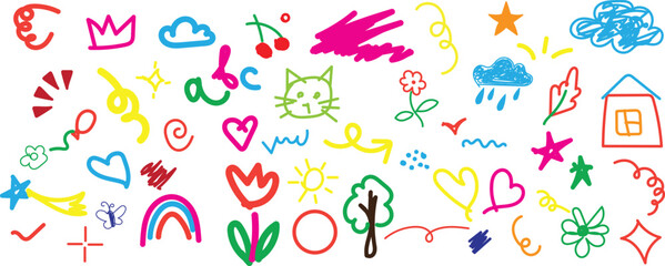 cute hand drawn doodle vector set, love, Natural , firework, cloud, weather, rainbow, snow, heart and creative design vector collection.
