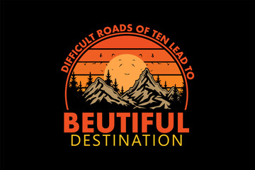 Beautiful Destination Retro Vintage Design Landscape