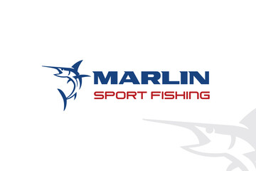 Marlin SwordFish Fresh Water River Lake Fishing Logo design