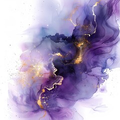 Purple and blue abstract painting with gold flecks